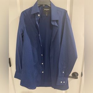 Bonobos mens button down dress shirt in navy with white details. Size 15.5 / 32